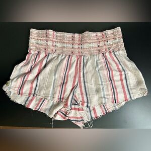 Rewash Pink and Blue Striped High Waist Shorts